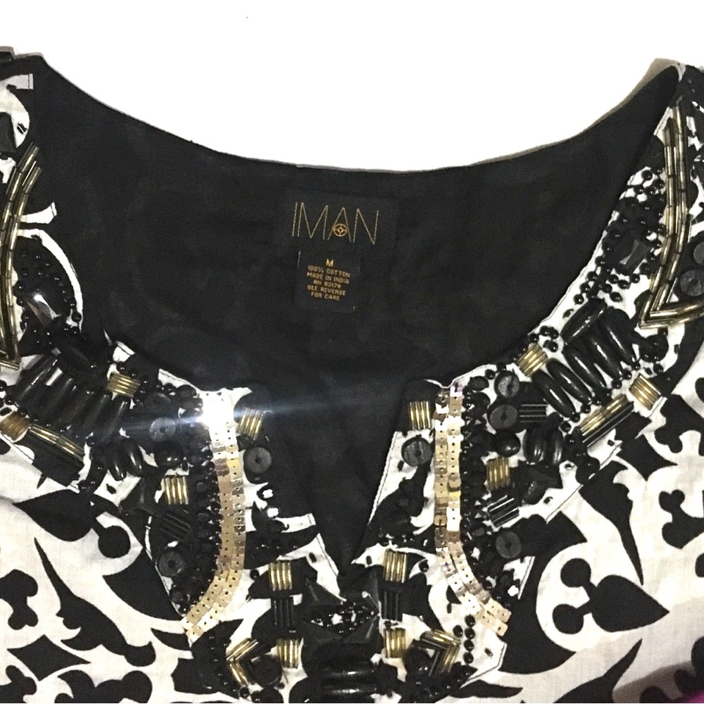 Gorgeous Jeweled Beaded Swim Cover Tribe Floral Top &Bottom Beach Set - Picture 3 of 7